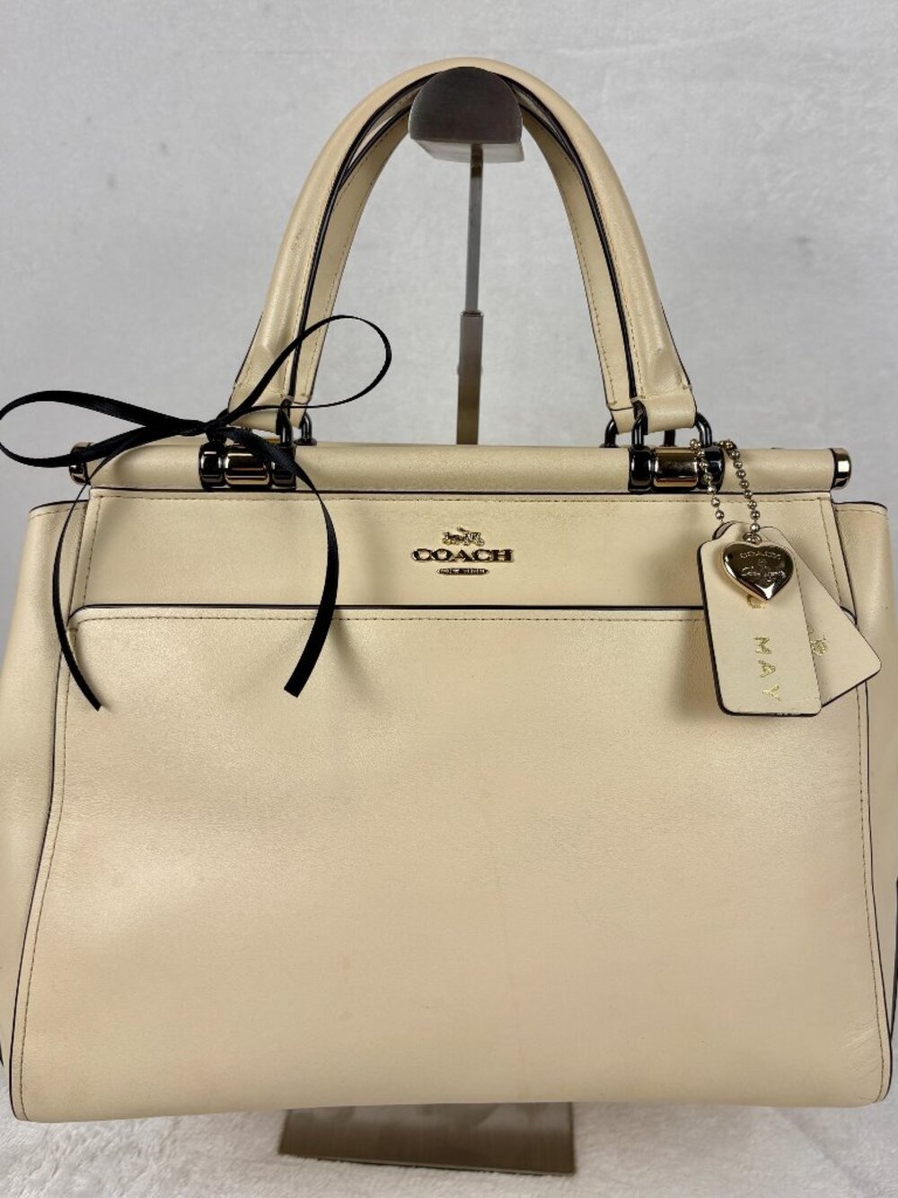 Coach x Selena Gomez Grace Satchel in Cream Refined Leather, Limited Edition
